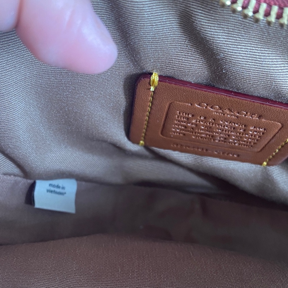 Coach Cherry Print Round Crossbody in Burgundy and Pink - Picture 5 of 14